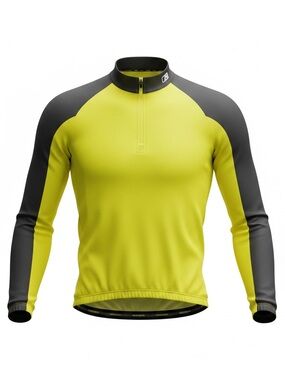 Nishiki Yellow Medium Long Sleeve Polyester 1/4 Zip Cycling Shirt T12